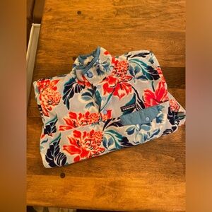 Patagonia red, white and blue floral fleece